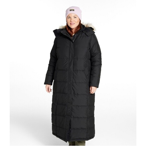 LL Bean Ultrawarm Downtek Coat Womens XL Black Puffer Snaps Long Granola Girl - Picture 14 of 15